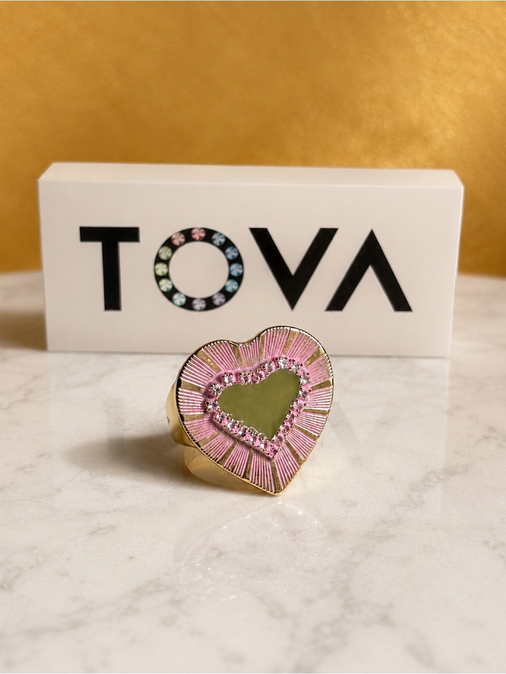 TOVA Heart Ring Enamel pastel pink& green
Combo adjustable